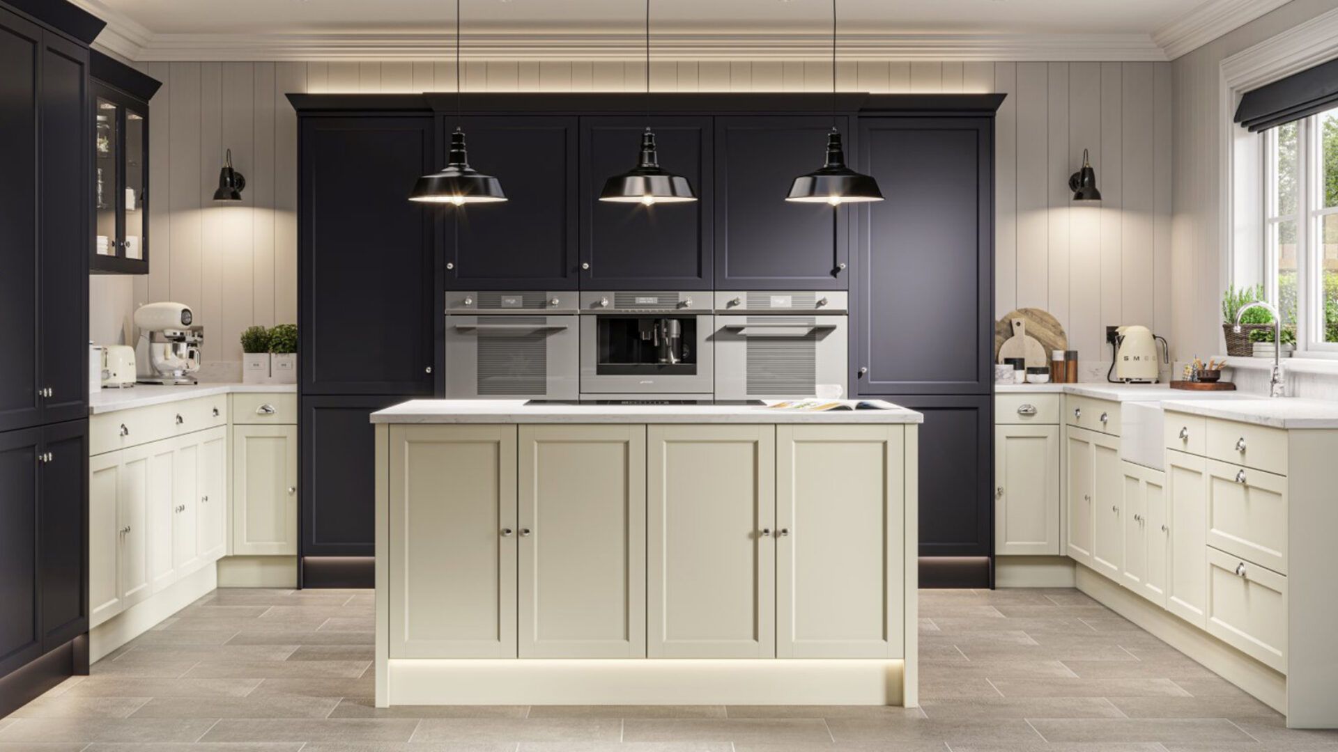 Navy Shaker and Ivory Combination Kitchen