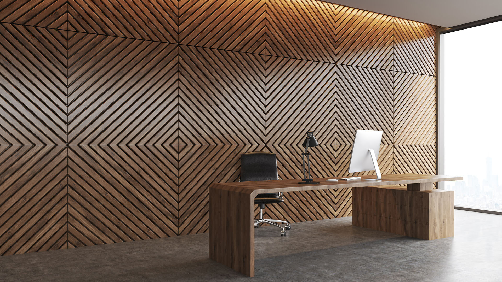 Office space with Decorative Wall Panneling