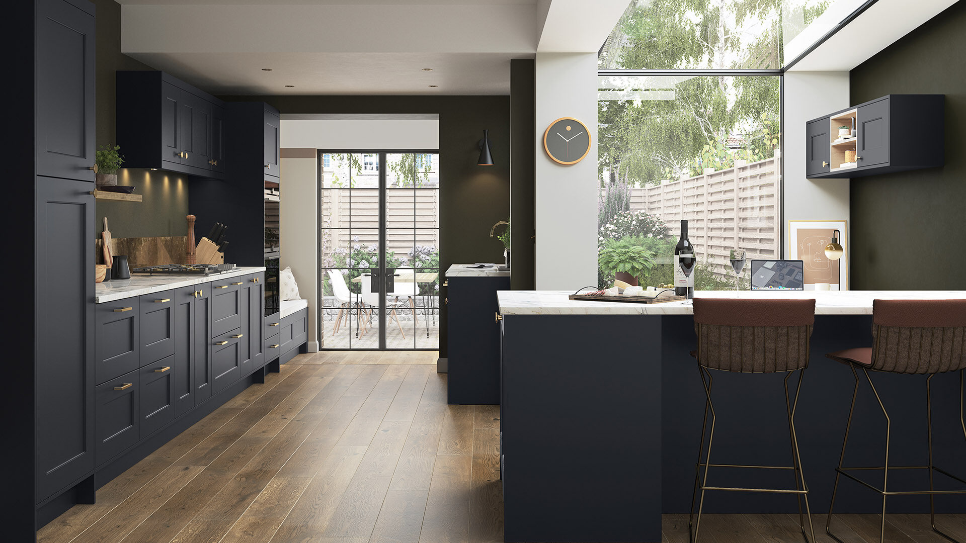 Slate Blue and Grey Shaker Door Style Kitchen
